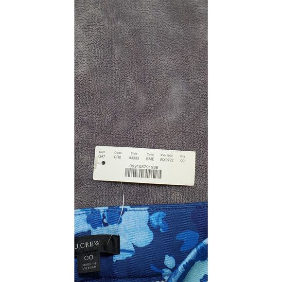 J. Crew Sz 00 Remi Ankle Pants Floral Watercolor Blue Womens New AJ333 C13-15 - Picture 8 of 12